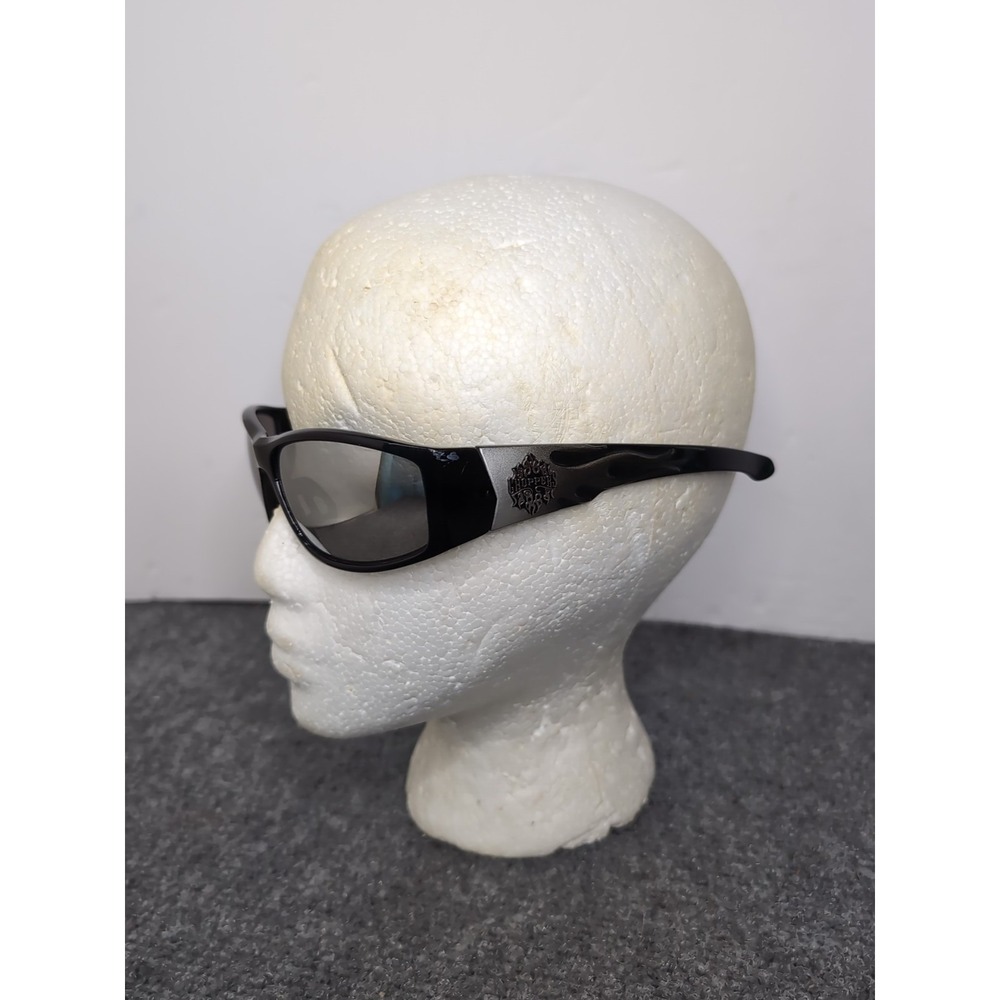 Choppers Biker Mirrored Flame Sunglasses Black And Silver 3D Flames